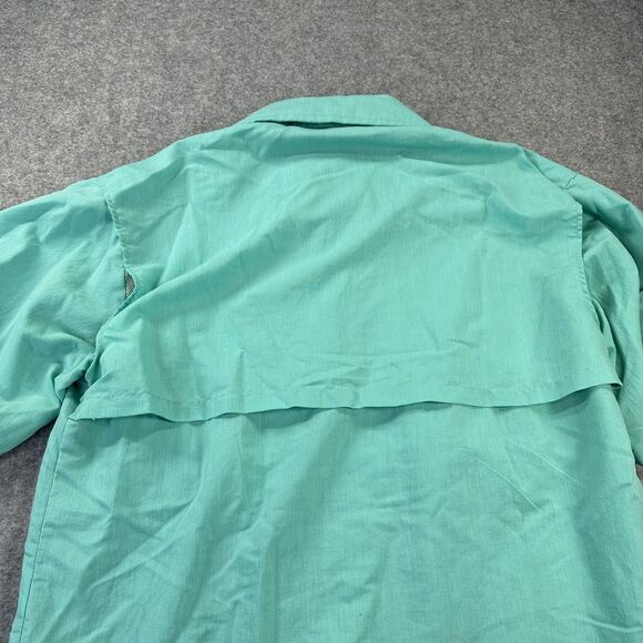 Stratos Boats Fishing Shirt Mens L Teal Vented 10X Short Sleeve Button Up Vtg - Picture 10 of 10